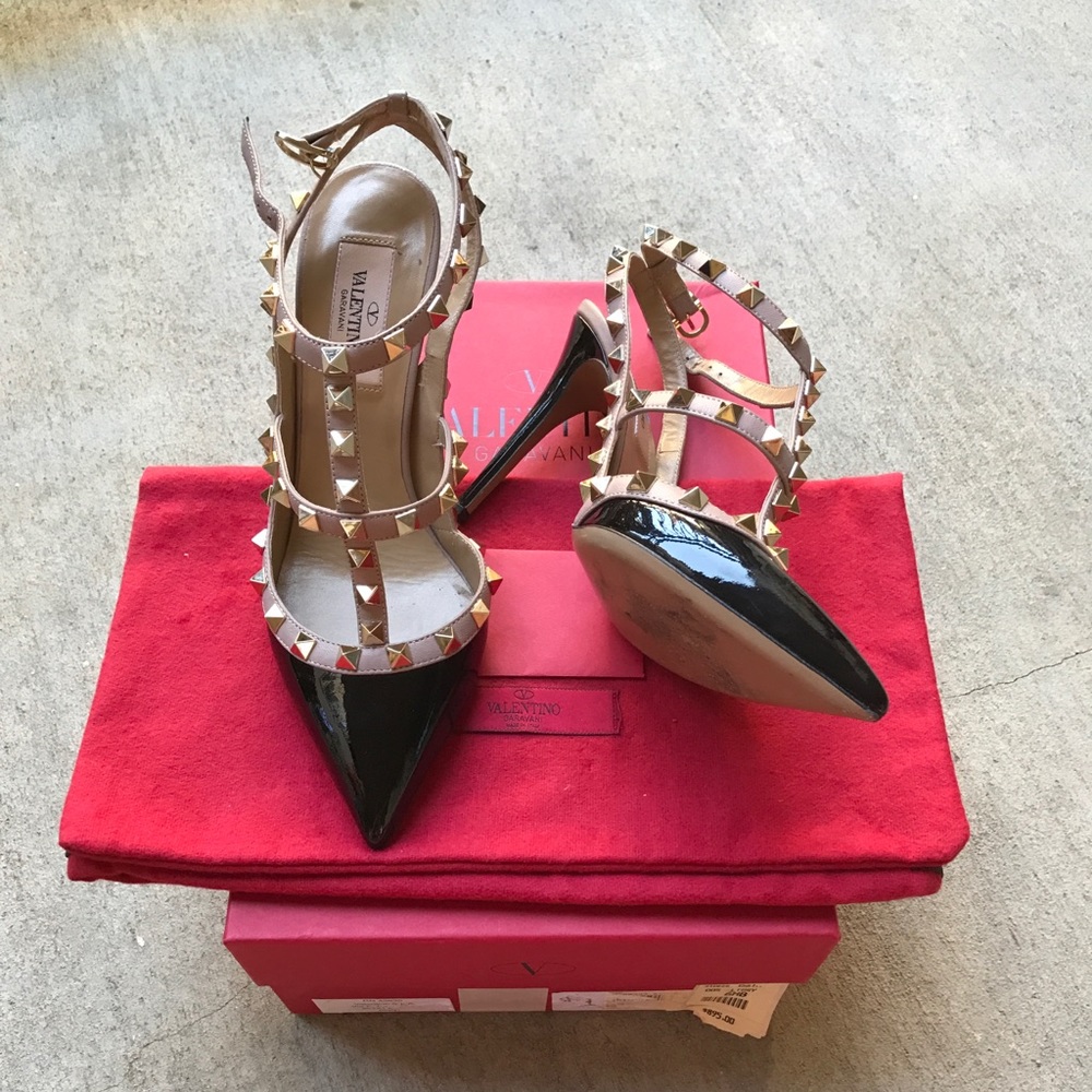 Valentino Black Patent Rockstud Heels